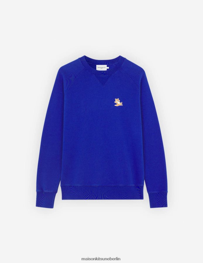 Kleidung V2DHL168 tiefes Blau Männer Klassisches Sweatshirt mit Chillax-Fuchs-Patch Maison Kitsune