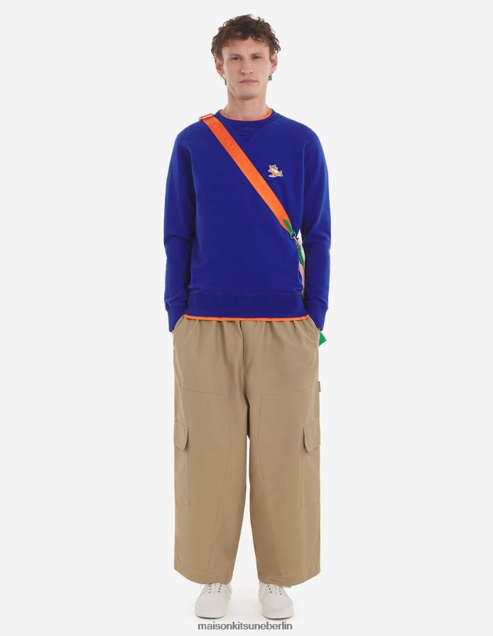 Kleidung V2DHL168 tiefes Blau Männer Klassisches Sweatshirt mit Chillax-Fuchs-Patch Maison Kitsune