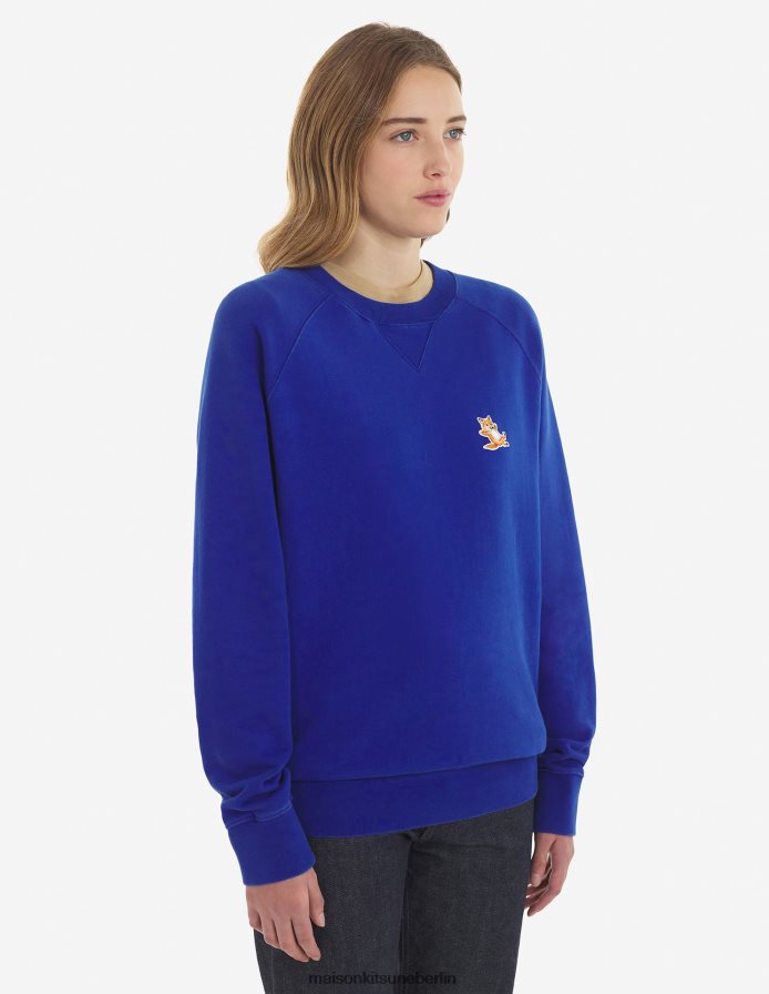 Kleidung V2DHL168 tiefes Blau Männer Klassisches Sweatshirt mit Chillax-Fuchs-Patch Maison Kitsune