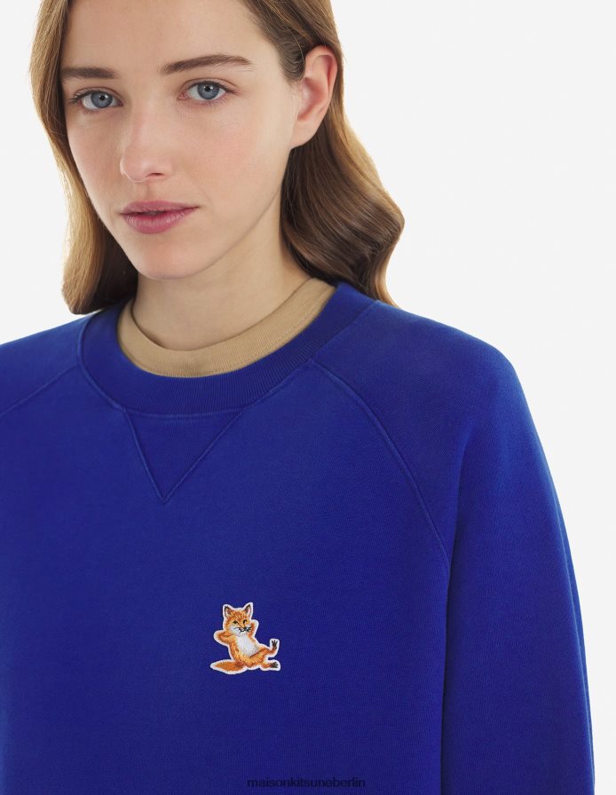 Kleidung V2DHL168 tiefes Blau Männer Klassisches Sweatshirt mit Chillax-Fuchs-Patch Maison Kitsune