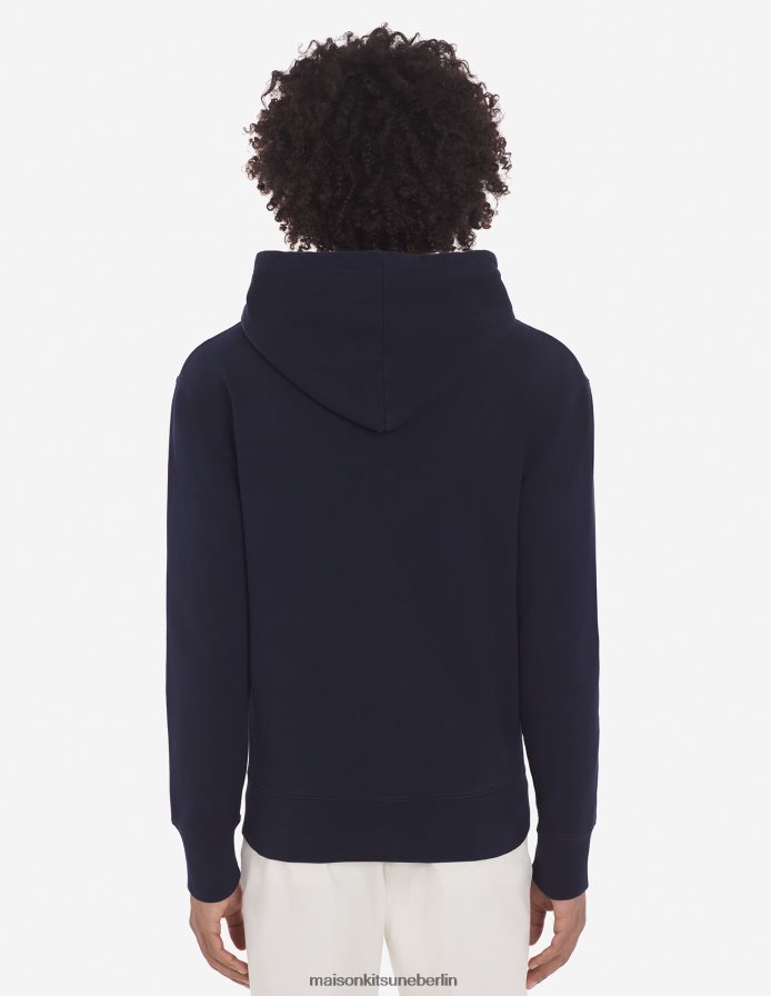 Kleidung V2DHL169 Marine Männer Kapuzenpullover mit Reißverschluss und Chillax-Fuchs-Patch Maison Kitsune