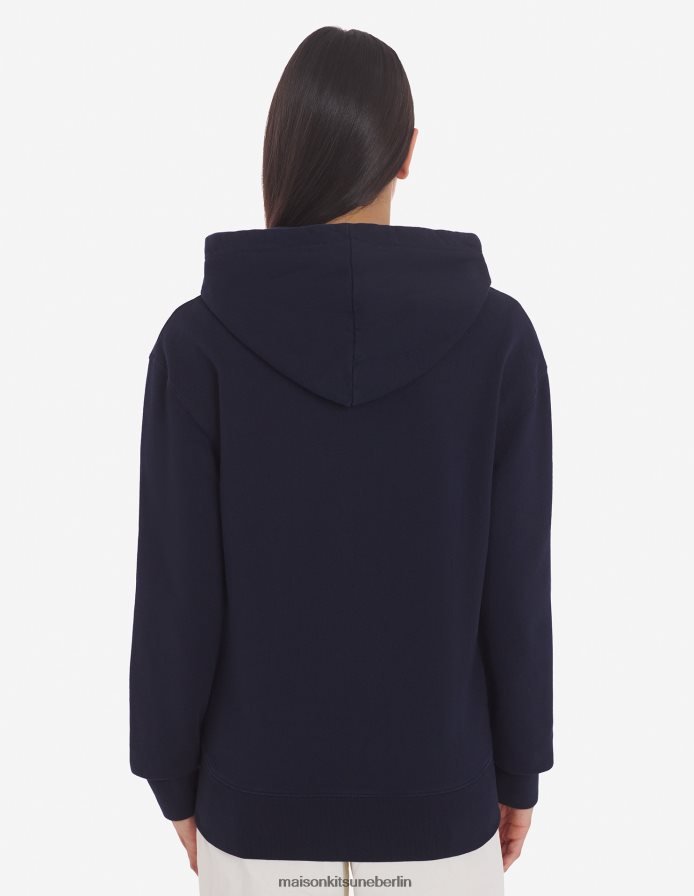 Kleidung V2DHL169 Marine Männer Kapuzenpullover mit Reißverschluss und Chillax-Fuchs-Patch Maison Kitsune