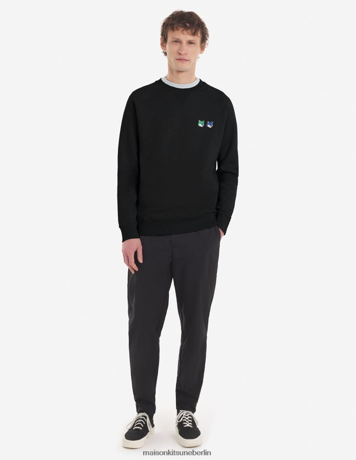 Kleidung V2DHL170 Schwarz Männer Klassisches Sweatshirt mit doppeltem monochromen Fuchskopf Maison Kitsune