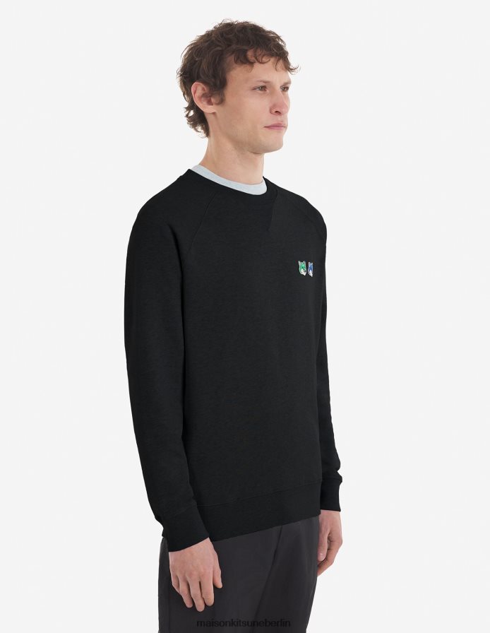 Kleidung V2DHL170 Schwarz Männer Klassisches Sweatshirt mit doppeltem monochromen Fuchskopf Maison Kitsune