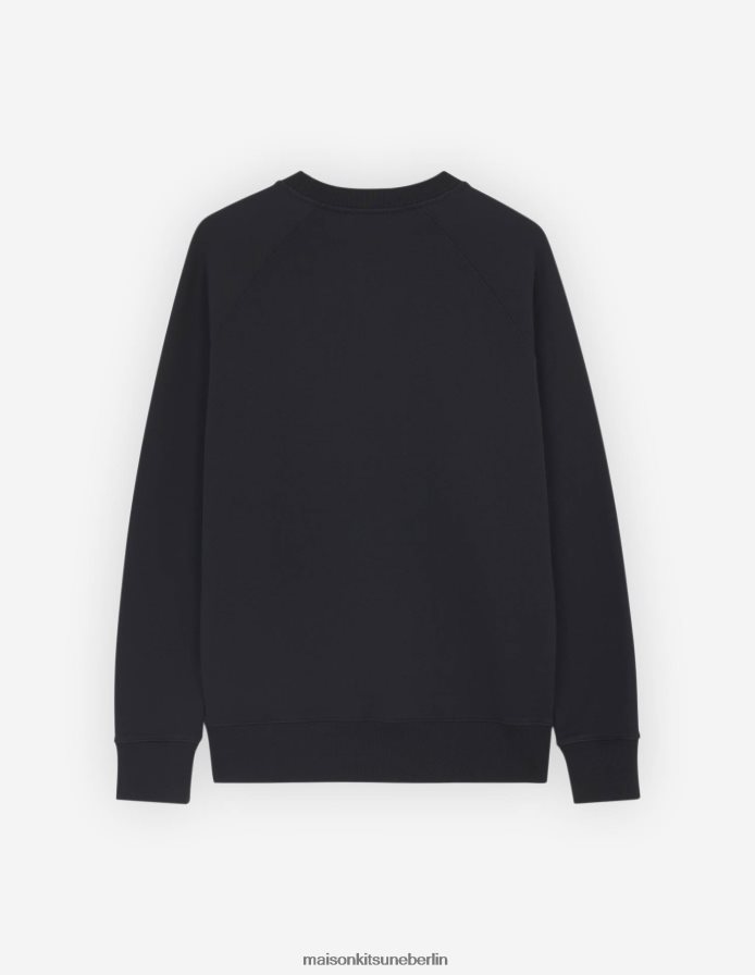Kleidung V2DHL171 Schwarz Männer Klassisches Sweatshirt mit gekleidetem Fuchs-Patch Maison Kitsune