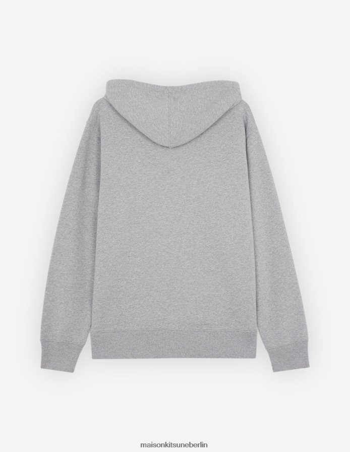 Kleidung V2DHL172 graue Melange Männer Lässiger Kapuzenpullover mit gekleidetem Fuchs Maison Kitsune