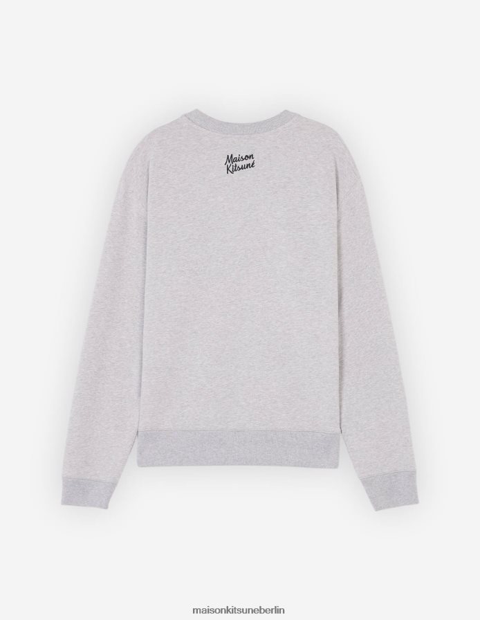 Kleidung V2DHL175 hellgrau meliert Männer Komfort-Sweatshirt mit gekleidetem Fuchs Maison Kitsune