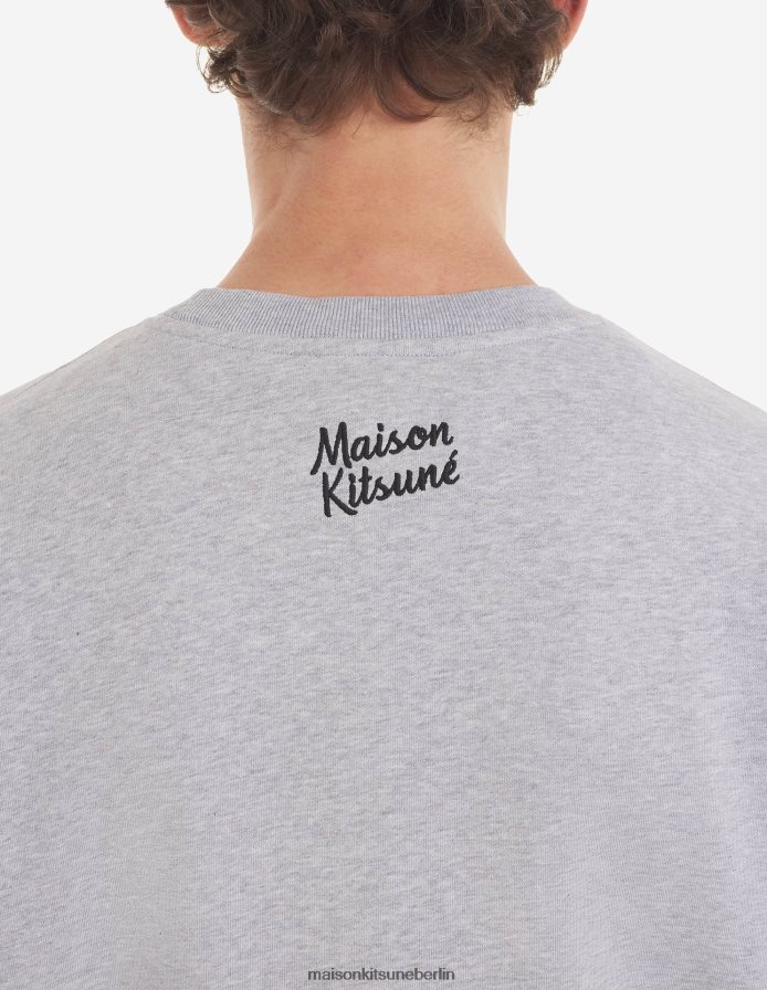Kleidung V2DHL175 hellgrau meliert Männer Komfort-Sweatshirt mit gekleidetem Fuchs Maison Kitsune