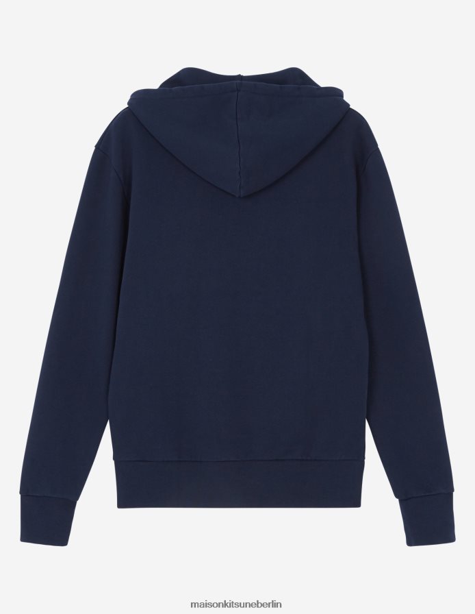 Kleidung V2DHL181 Marine Männer Klassischer Kapuzenpullover mit dreifarbigem Fuchs-Patch Maison Kitsune