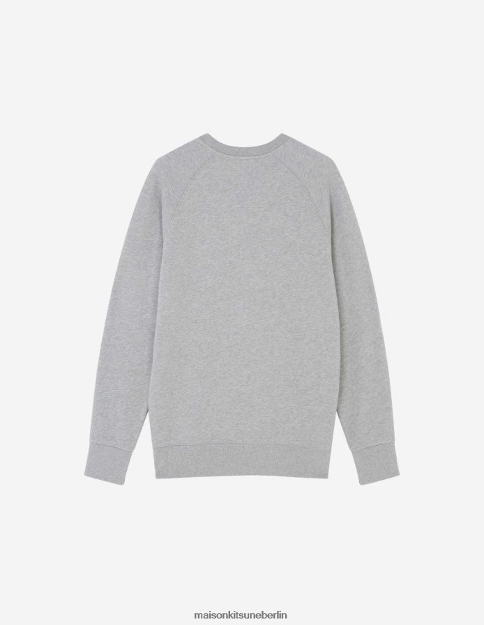 Kleidung V2DHL183 graue Melange Männer Klassisches Sweatshirt mit Fuchskopf-Patch Maison Kitsune