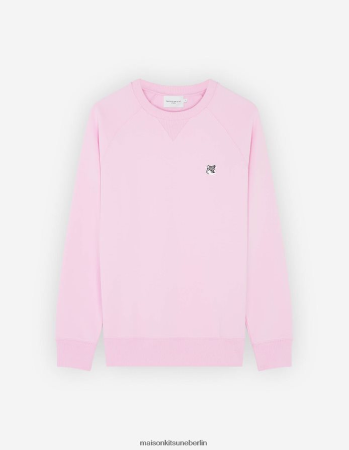 Kleidung V2DHL184 staubige Rose Männer Klassisches Sweatshirt mit grauem Fuchskopf-Patch Maison Kitsune