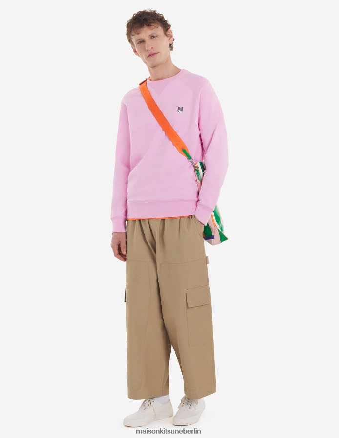 Kleidung V2DHL184 staubige Rose Männer Klassisches Sweatshirt mit grauem Fuchskopf-Patch Maison Kitsune