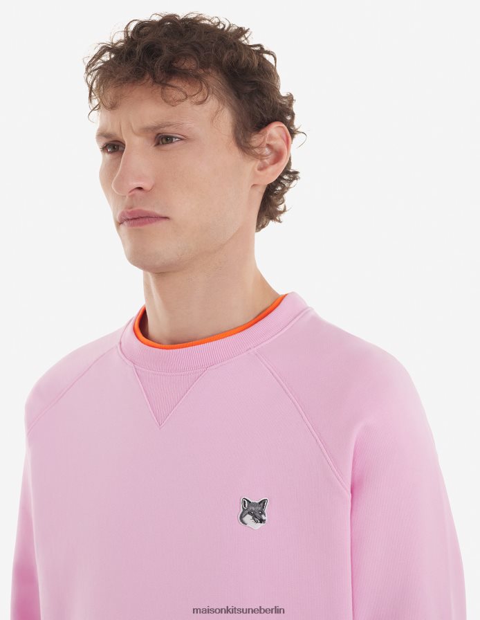 Kleidung V2DHL184 staubige Rose Männer Klassisches Sweatshirt mit grauem Fuchskopf-Patch Maison Kitsune