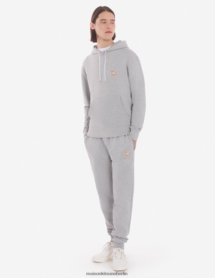 Kleidung V2DHL185 graue Melange Männer Chillax Fox Patch klassischer Kapuzenpullover Maison Kitsune