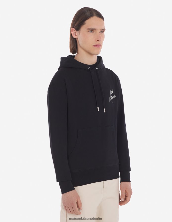 Kleidung V2DHL187 Schwarz Männer Kapuzenpullover Café Kitsune neu Maison Kitsune