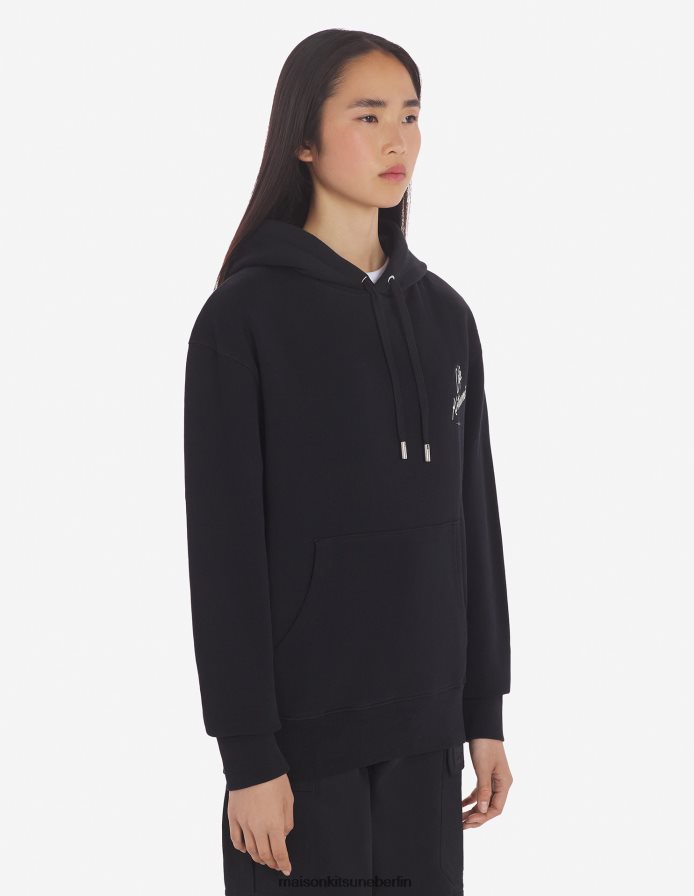 Kleidung V2DHL187 Schwarz Männer Kapuzenpullover Café Kitsune neu Maison Kitsune