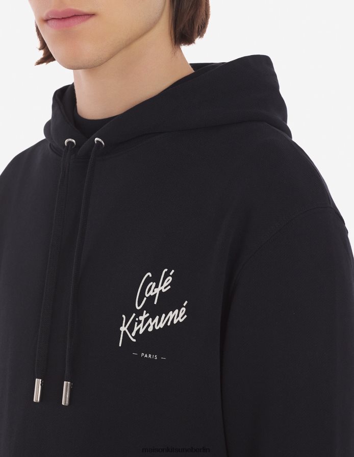 Kleidung V2DHL187 Schwarz Männer Kapuzenpullover Café Kitsune neu Maison Kitsune