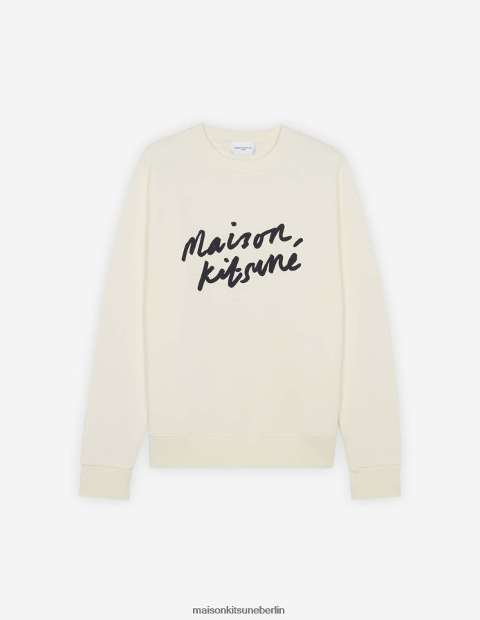Kleidung V2DHL188 naturfarben Männer Handschriftsauberes Sweatshirt Maison Kitsune