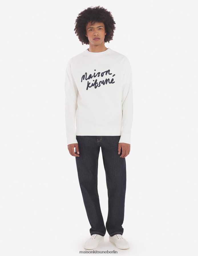 Kleidung V2DHL188 naturfarben Männer Handschriftsauberes Sweatshirt Maison Kitsune