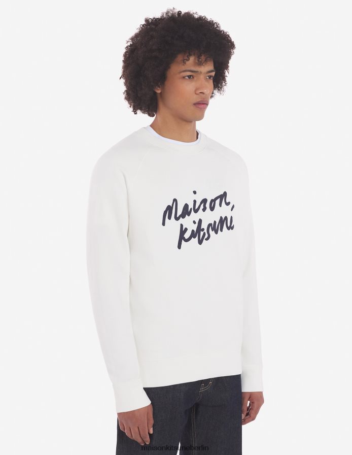Kleidung V2DHL188 naturfarben Männer Handschriftsauberes Sweatshirt Maison Kitsune
