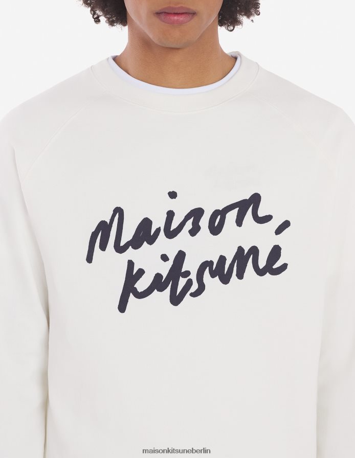 Kleidung V2DHL188 naturfarben Männer Handschriftsauberes Sweatshirt Maison Kitsune