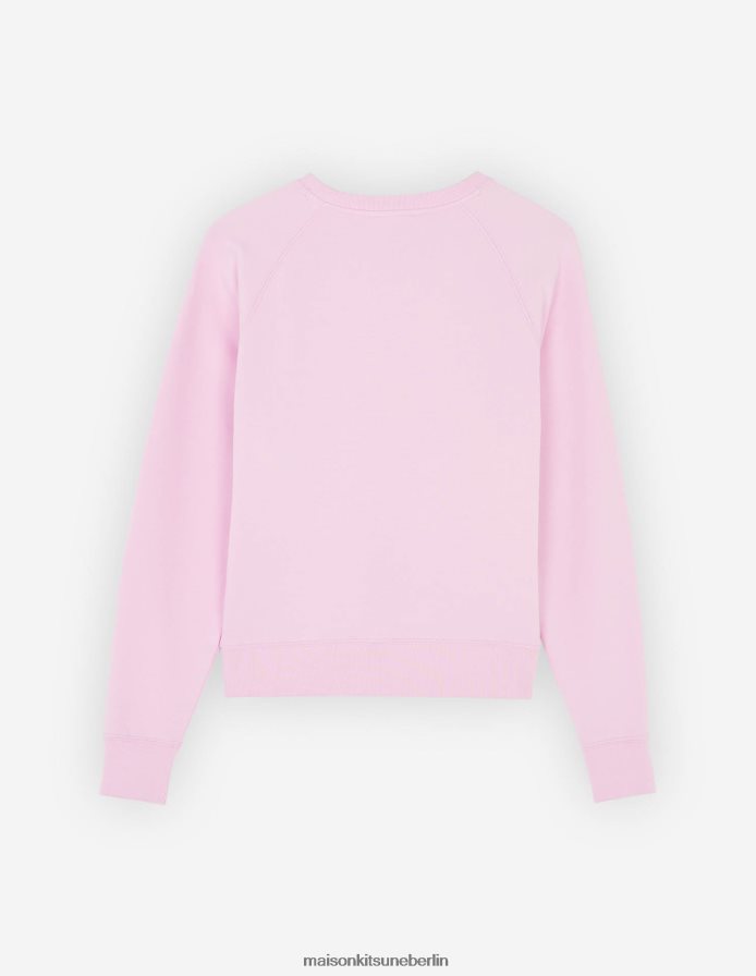 Kleidung V2DHL189 staubige Rose Männer Angepasstes Sweatshirt mit gekleidetem Fuchs-Patch Maison Kitsune