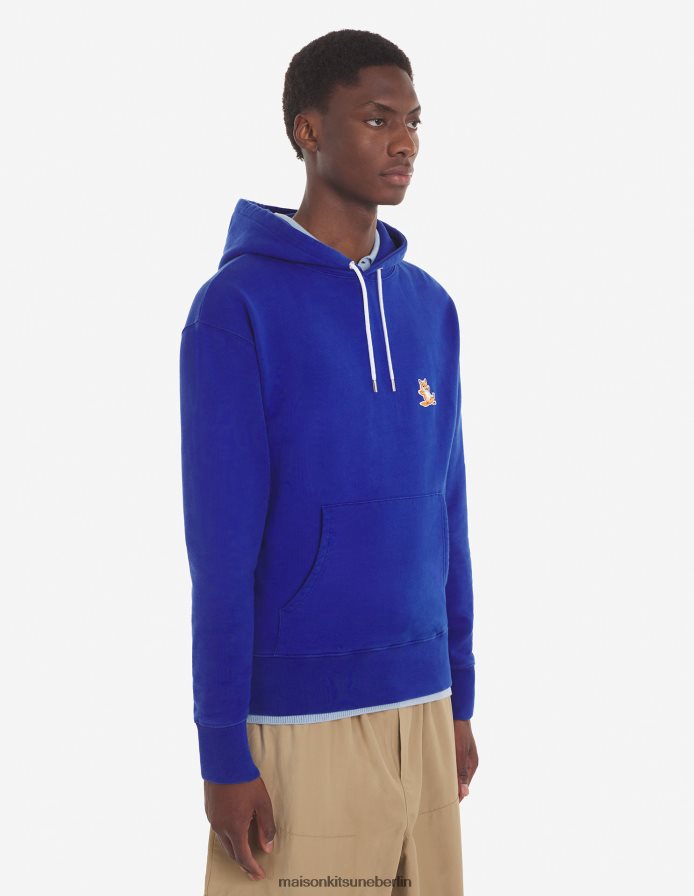 Kleidung V2DHL191 tiefes Blau Männer Chillax Fox Patch klassischer Kapuzenpullover Maison Kitsune