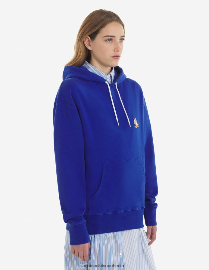 Kleidung V2DHL191 tiefes Blau Männer Chillax Fox Patch klassischer Kapuzenpullover Maison Kitsune