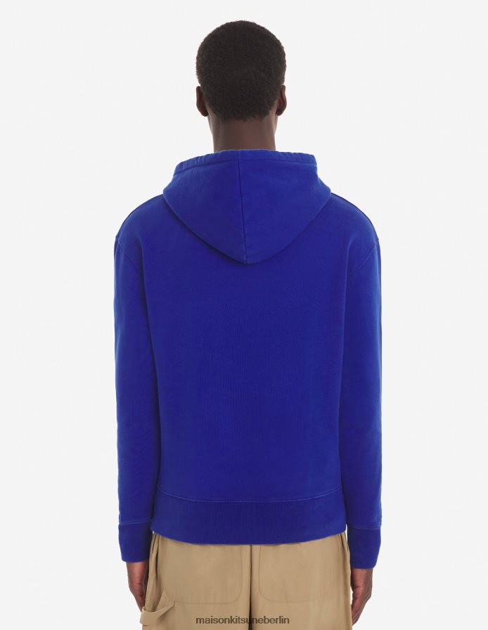 Kleidung V2DHL191 tiefes Blau Männer Chillax Fox Patch klassischer Kapuzenpullover Maison Kitsune