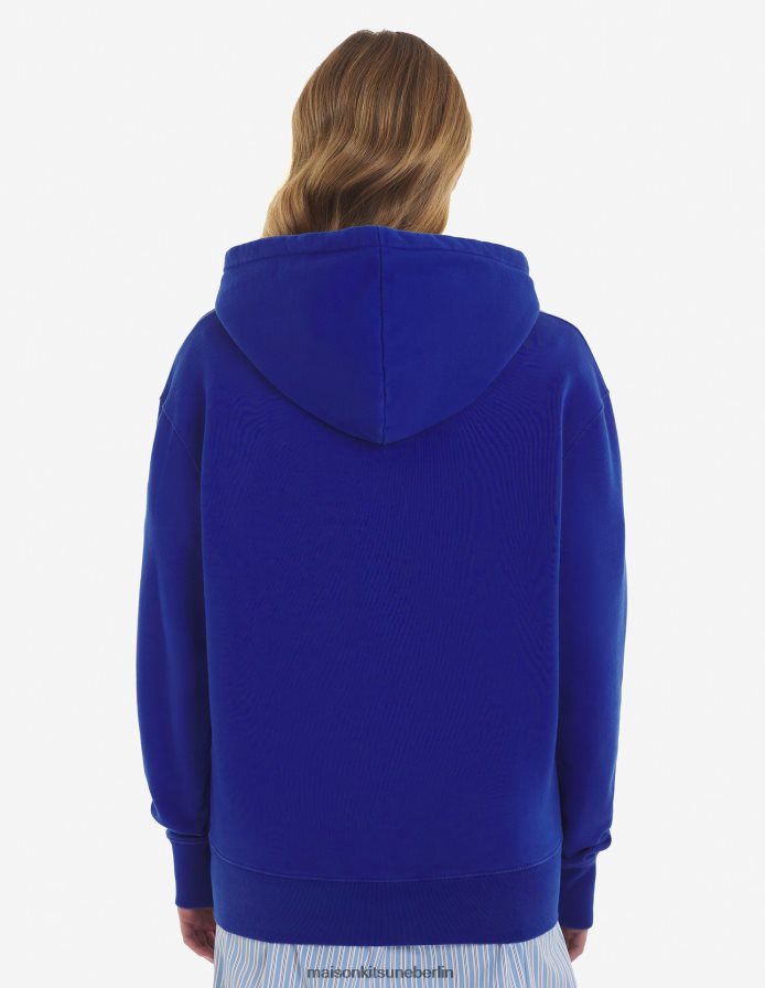 Kleidung V2DHL191 tiefes Blau Männer Chillax Fox Patch klassischer Kapuzenpullover Maison Kitsune