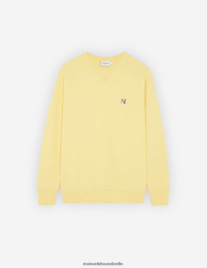 Kleidung V2DHL192 sanftes Gelb Männer Klassisches Sweatshirt mit Fuchskopf-Patch Maison Kitsune
