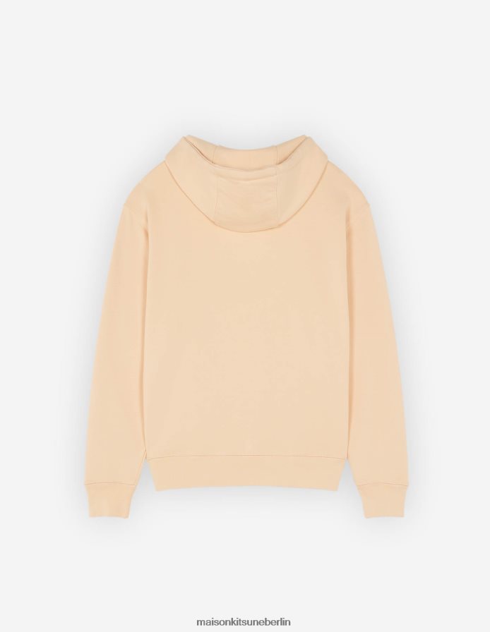 Kleidung V2DHL193 Pfirsich Männer Komfort-Hoodie mit farblich abgestimmtem Fuchskopf-Patch Maison Kitsune