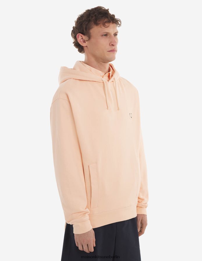 Kleidung V2DHL193 Pfirsich Männer Komfort-Hoodie mit farblich abgestimmtem Fuchskopf-Patch Maison Kitsune