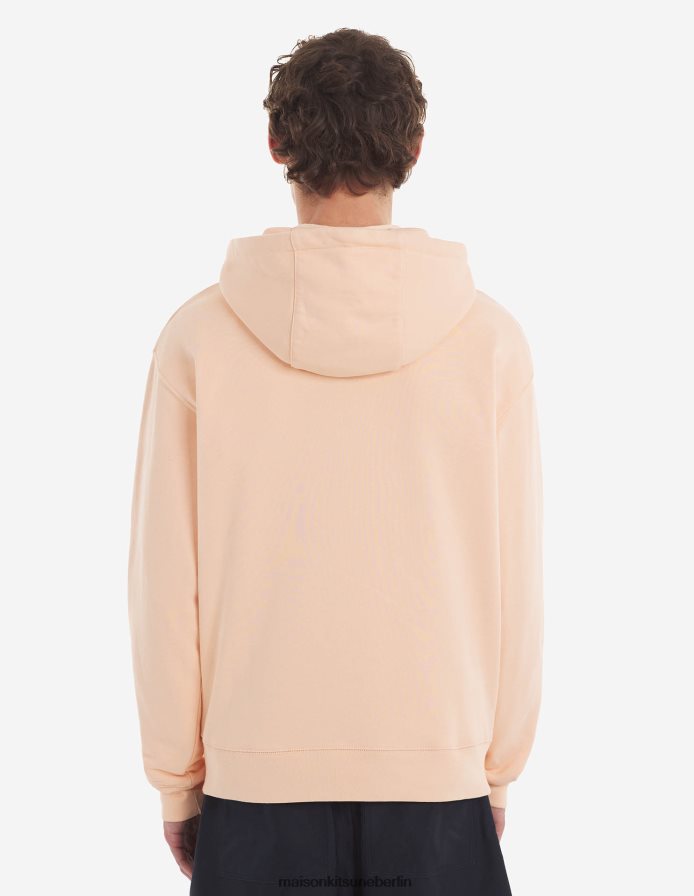 Kleidung V2DHL193 Pfirsich Männer Komfort-Hoodie mit farblich abgestimmtem Fuchskopf-Patch Maison Kitsune