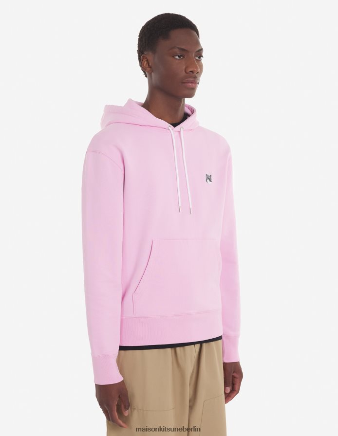 Kleidung V2DHL194 staubige Rose Männer Klassischer Kapuzenpullover mit grauem Fuchskopf-Patch Maison Kitsune