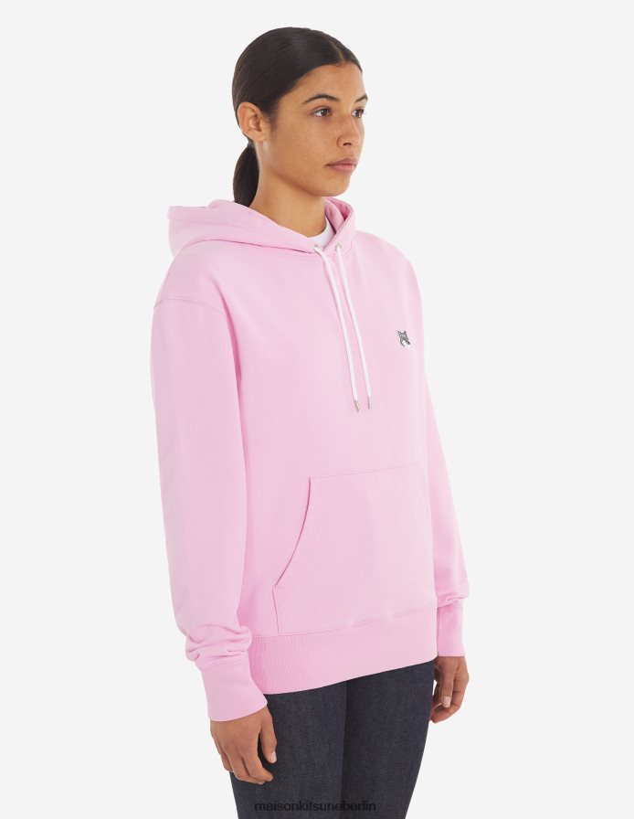Kleidung V2DHL194 staubige Rose Männer Klassischer Kapuzenpullover mit grauem Fuchskopf-Patch Maison Kitsune