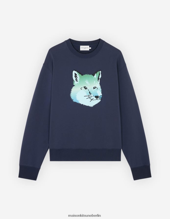 Kleidung V2DHL195 Marine Männer Entspanntes Sweatshirt mit lebendigem Fuchskopf Maison Kitsune