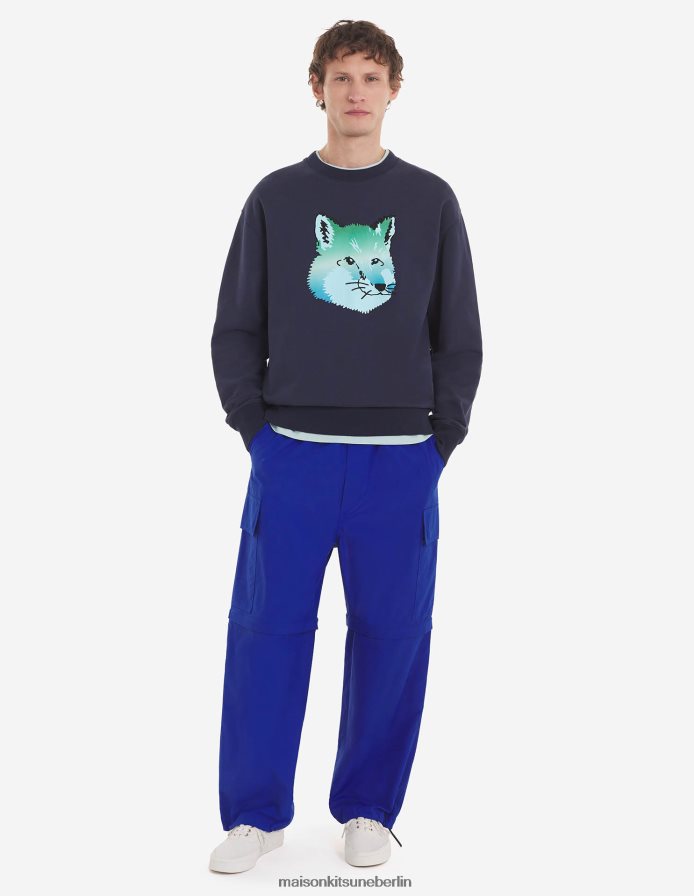 Kleidung V2DHL195 Marine Männer Entspanntes Sweatshirt mit lebendigem Fuchskopf Maison Kitsune
