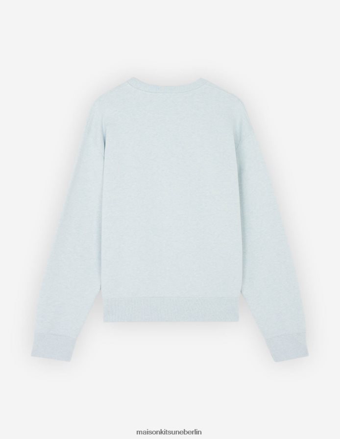 Kleidung V2DHL196 Blaue Dunst-Melange Männer Entspanntes Sweatshirt mit lebendigem Fuchskopf Maison Kitsune