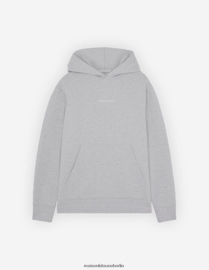 Kleidung V2DHL197 hellgrau meliert Männer Bestickter, kabelloser Kapuzenpullover Maison Kitsune