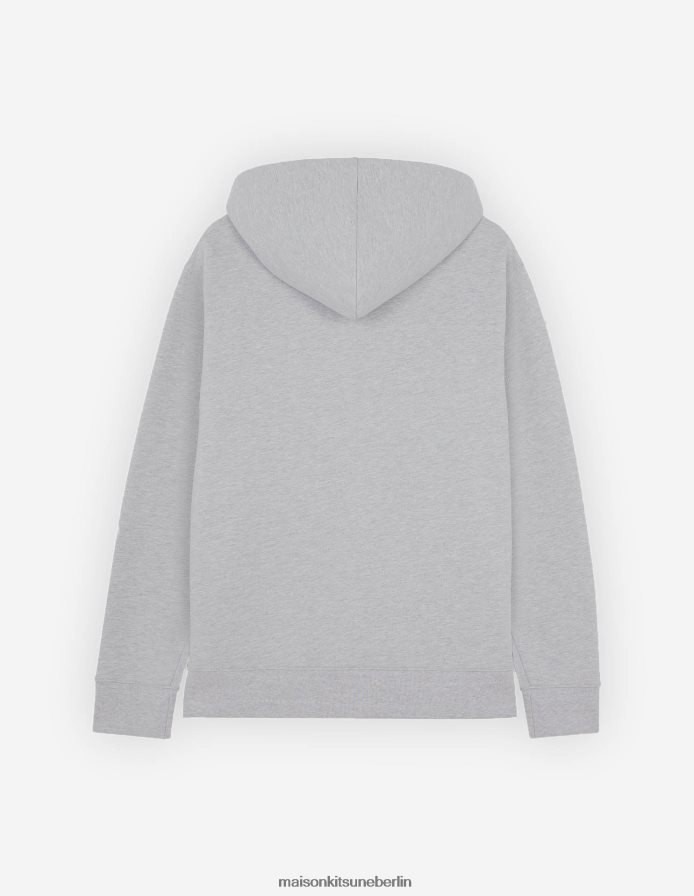 Kleidung V2DHL197 hellgrau meliert Männer Bestickter, kabelloser Kapuzenpullover Maison Kitsune