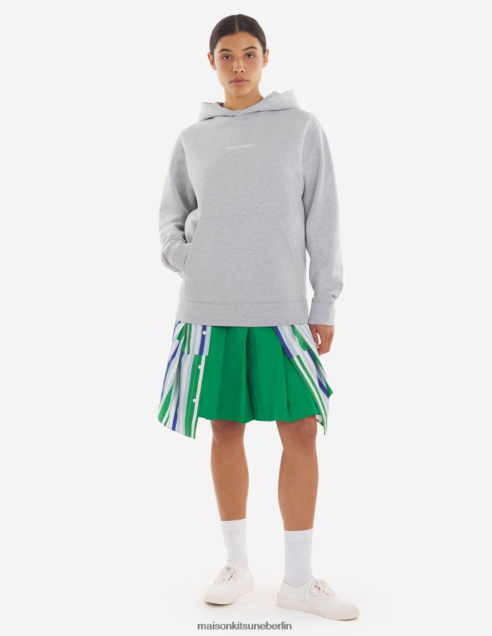 Kleidung V2DHL197 hellgrau meliert Männer Bestickter, kabelloser Kapuzenpullover Maison Kitsune