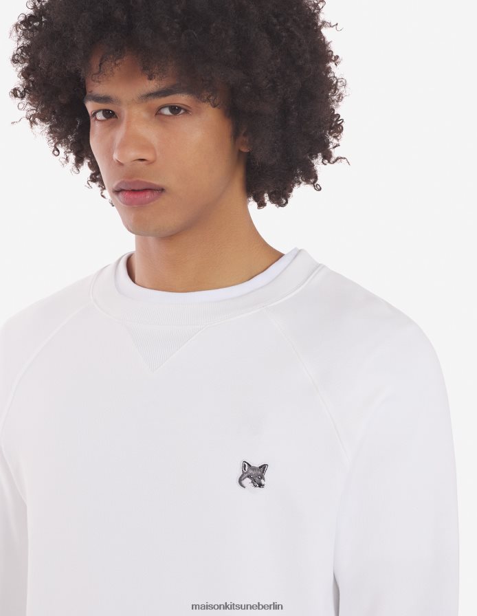 Kleidung V2DHL201 naturfarben Männer Klassisches Sweatshirt mit grauem Fuchskopf-Patch Maison Kitsune