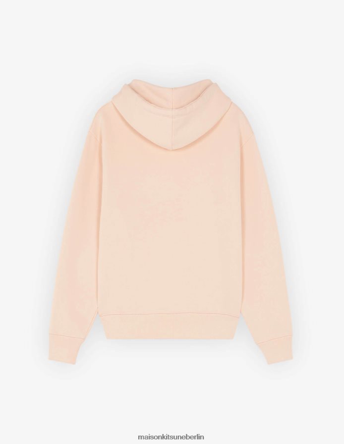 Kleidung V2DHL203 Pfirsich Männer Komfort-Hoodie mit farblich abgestimmtem Fuchskopf-Patch Maison Kitsune