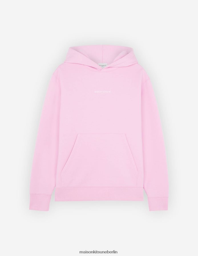Kleidung V2DHL204 staubige Rose Männer Bestickter, kabelloser Kapuzenpullover Maison Kitsune
