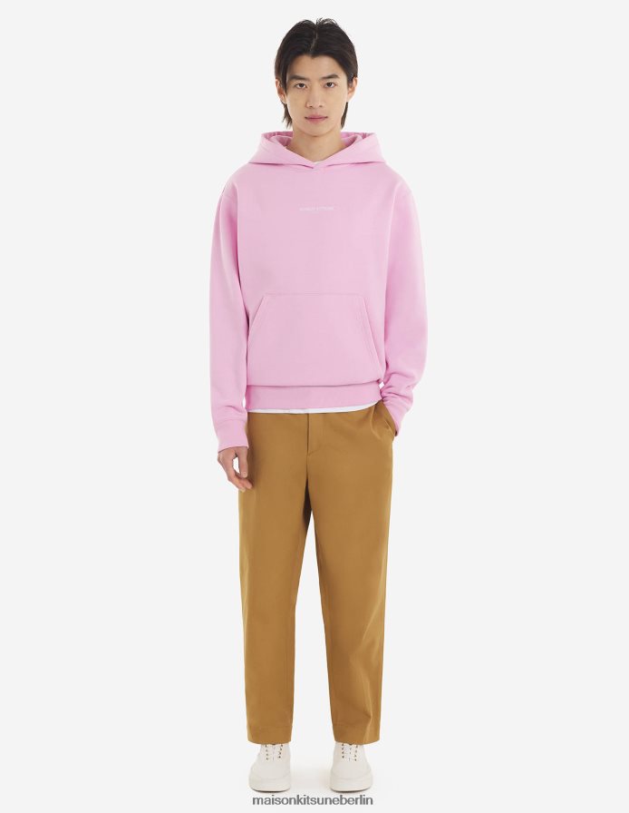 Kleidung V2DHL204 staubige Rose Männer Bestickter, kabelloser Kapuzenpullover Maison Kitsune