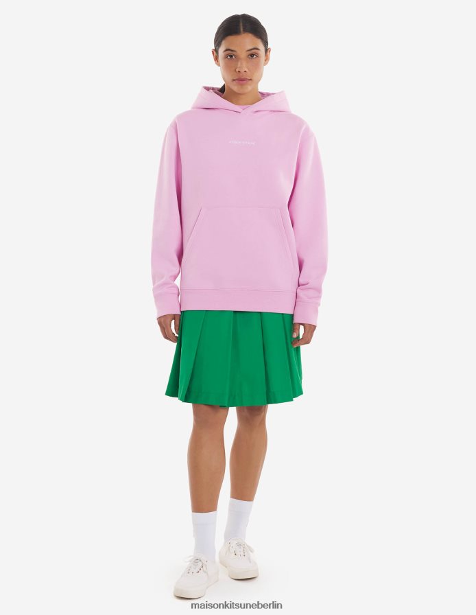 Kleidung V2DHL204 staubige Rose Männer Bestickter, kabelloser Kapuzenpullover Maison Kitsune