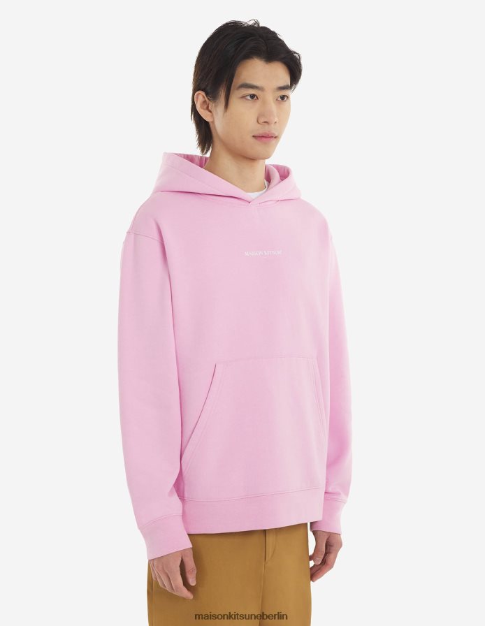 Kleidung V2DHL204 staubige Rose Männer Bestickter, kabelloser Kapuzenpullover Maison Kitsune