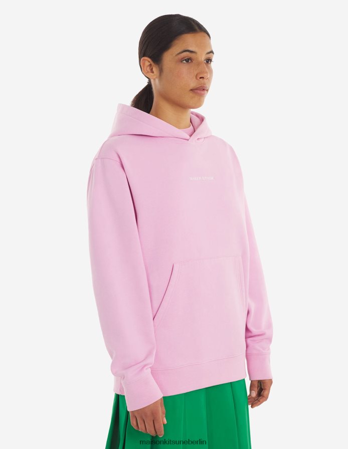 Kleidung V2DHL204 staubige Rose Männer Bestickter, kabelloser Kapuzenpullover Maison Kitsune