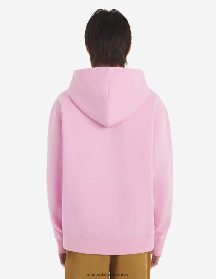Kleidung V2DHL204 staubige Rose Männer Bestickter, kabelloser Kapuzenpullover Maison Kitsune